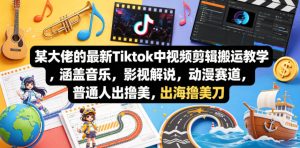 某大佬的最新Tiktok中视频剪辑搬运教学，涵盖音乐，影视解说，动漫赛道，普通人出海撸美刀-赚钱驿站