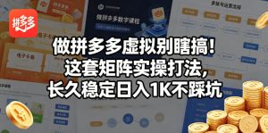 做拼多多虚拟别瞎搞!这套矩阵实操打法,长久稳定日入1K不踩坑【揭秘】-赚钱驿站