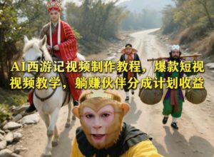 AI西游记视频制作教程,爆款短视频教学,躺賺伙伴分成计划收益-赚钱驿站