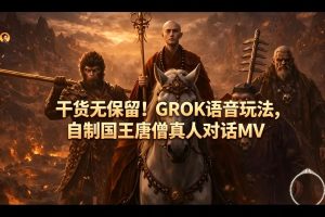 干货无保留！GROK语音玩法，自制国王唐僧真人对话MV-赚钱驿站