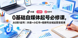 0基础自媒体起号必修课，从0到1起号｜抖音+小红书+视频号全域运营变现课-赚钱驿站
