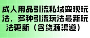 成人用品引流私域变现玩法，多种引流玩法最新玩法，操作简单（含货源渠道）-赚钱驿站