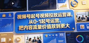 视频号起号视频投放运营课，从0-1起号运营，把内容流量价值放到更大-赚钱驿站