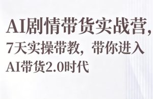 AI剧情带货实战营,7天实操带教,带你进入AI带货2.0时代-赚钱驿站