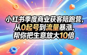 小红书季度商业获客陪跑营,从0起号到流量暴涨,帮你把生意放大10倍-赚钱驿站