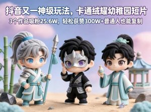 抖音又一神级玩法,卡通绒耀幼稚园短片,3个作品吸粉25.6W,轻松获赞300W+普通人也能复制-赚钱驿站