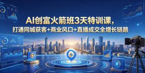 AI创富火箭班3天特训课,打通同城获客+商业风口+直播成交全增长链路,2026年4月新课-赚钱驿站