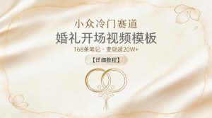 小众冷门赛道,婚礼开场视频模板,168条笔记,变现超20W+【详细教程】-赚钱驿站
