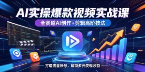 AI实操爆款视频实战课，全赛道AI创作+剪辑高阶技法，打造流量账号，解锁多元变现收益-赚钱驿站
