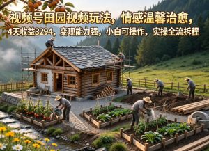 视频号田园视频玩法,情感温馨治愈,4天收益3294,变现能力强,小白可操作,实操全流程拆解-赚钱驿站