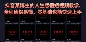 抖音某博主的灰太狼人生感悟短视频教学，全程通俗易懂，零基础也能快速上手-赚钱驿站