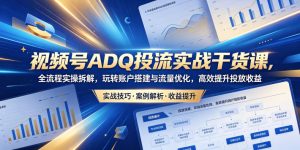 视频号ADQ投流实战干货课,全流程实操拆解,玩转账户搭建与流量优化,高效提升投放收益-赚钱驿站