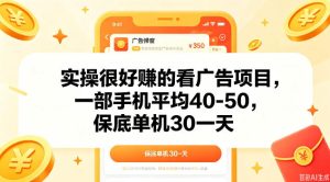 实操很好做的看广告项目,一部手机平均40-50,保底30单机一天【揭秘】-赚钱驿站