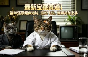 最新宝藏赛道！猫咪还原经典港片，涨粉飞快，新手简单上手-赚钱驿站
