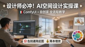 设计师必冲！AI空间设计实操课，ComfyUI+自创家全教学，告别通宵赶图，降本增效-赚钱驿站