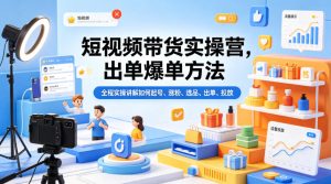 短视频带货实操营，出单爆单方法，全程实操讲解如何起号、涨粉、选品、出单、投放-赚钱驿站