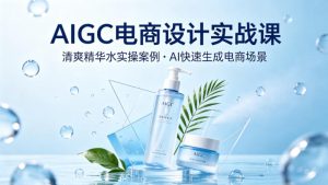 AIGC电商设计实战课，以清爽精华水为实操案例，教你用AI快速生成电商场景-赚钱驿站