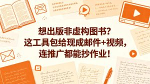 想出版非虚构图书？这工具包给现成邮件+视频，连推广都能抄作业！【原创双语字幕】-赚钱驿站