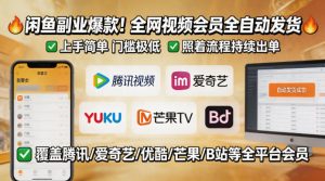 闲鱼售卖全网视频会员副业，全自动发货，上手简单、门槛极低，照着流程就能持续出单-赚钱驿站