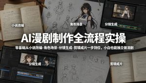 AI漫剧制作全流程实操，零基础从小说改编-角色场景-分镜生成-剪辑成片一步到位，小白也能独立做漫剧-赚钱驿站
