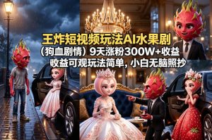 王炸短视频玩法AI水果剧（狗血剧情）9天涨粉300W+收益可观玩法简单，小白无脑照抄，详细拆解玩法-赚钱驿站