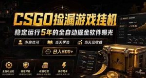CSGO捡漏游戏挂G，稳定运行5年的全自动掘金软件曝光，小白也可当天学会，当天见收益，日入500+【揭秘】-赚钱驿站