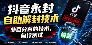 抖音永封自助解封技术，非百分百的技术，自行测试-赚钱驿站