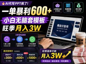 AI代写PPT疯了！一单暴利600+，小白无脑套模板，旺季月入3W，不用苦哈哈引流【揭秘】-赚钱驿站
