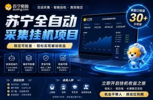 苏宁全自动采集挂G项目,稳定可批量,单窗口收益30+,可矩阵放大收益【揭秘】-赚钱驿站
