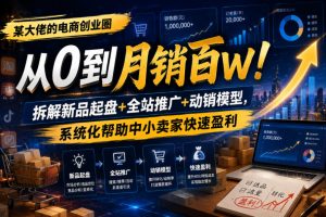 某大佬的电商创业圈从0到月销百W!拆解新品起盘+全站推广+动销模型,系统化帮助中小卖家快速盈利-赚钱驿站