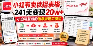 小红书卖秋招表格，241天变现20w+，小白可复刻的信息搬运工模式-赚钱驿站