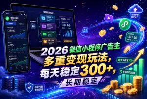2026微信小程序广告主，多重变现玩法，每天稳定300+，长期稳定【揭秘】-赚钱驿站