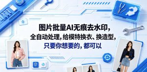 图片批量AI无痕去水印，全自动处理，给模特换衣、换造型，只要你想要的，都可以(软件+视频教程)-赚钱驿站