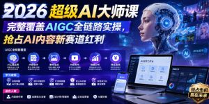 2026超级AI大师课,完整覆盖AIGC全链路实操,抢占AI内容新赛道红利-赚钱驿站