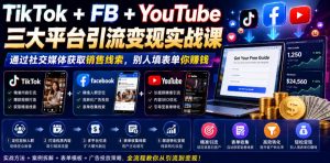 TikTok+FB+YouTube三大平台引流变现实战课，通过社交媒体获取销售线索，别人填表单你賺钱【原创双语字幕】-赚钱驿站