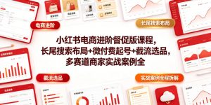 小红书电商进阶督促版课程，长尾搜索布局+微付费起号+截流选品，多赛道商家实战案例全程拆解-赚钱驿站