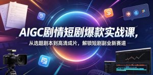 AIGC剧情短剧爆款实战课,从选题剧本到高清成片,解锁短剧副业新赛道-赚钱驿站