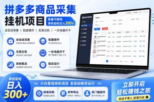 拼多多商品信息采集挂G项目，批量可矩阵，单机轻松日入300+，长期稳定【揭秘】-赚钱驿站