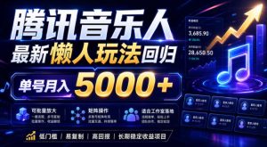 2026腾讯音乐人懒人项目,全自动无脑挂G,单号月入5000+,可批量放大矩阵,适合工作室落地【揭秘】-赚钱驿站