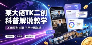某大佬TK二创科普解说教学,不用原创拍摄不用外语基础,零基础做TikTok中视频稳定变现-赚钱驿站