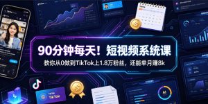 90分钟每天！短视频系统课教你从0做到TikTok上1.8万粉丝，还能单月賺8k【原创双语字幕】-赚钱驿站