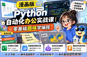 漫画版Python自动化办公实战课｜零基础趣味学编程，全场景办公提效、批量搞定报表文档、解放双手进阶职场-赚钱驿站