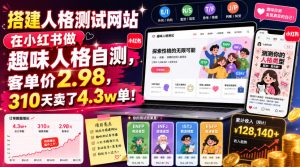 搭建人格测试网站在小红书做趣味人格自测,客单价2.98,310天卖了4.3w单!-赚钱驿站