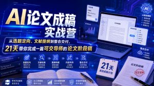 AI论文成稿实战营,从选题定向、文献提纲到整合交付,21天带你完成一篇可交导师的论文阶段稿-赚钱驿站