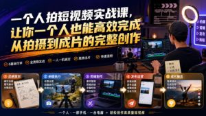 一个人拍短视频实战课,让你一个人也能高效完成从拍摄到成片的完整创作-赚钱驿站