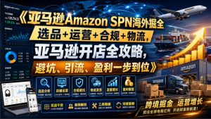 亚马逊Amazon SPN海外掘全,选品+运营+合规+物流,亚马逊开店全攻略,避坑、引流、盈利一步到位-赚钱驿站