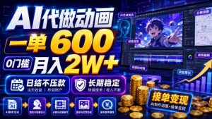 AI代做动画,一单600,0门槛月入2W+,日结不压款,长期稳定【揭秘】-赚钱驿站