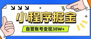 微信小程序掘金,团队自营小程序累计变现38W+,稳定运营三年,一部手机即可操作【揭秘】-赚钱驿站