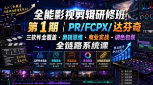全能影视剪辑研修班第1期|PR/FCPX/达芬奇三软件全覆盖・剪辑思维・商业实战・调色包装全链路系统课-赚钱驿站