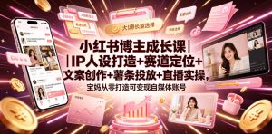 小红书博主成长课|IP人设打造+赛道定位+文案创作+薯条投放+直播实操,宝妈从零打造可变现自媒体账号-赚钱驿站